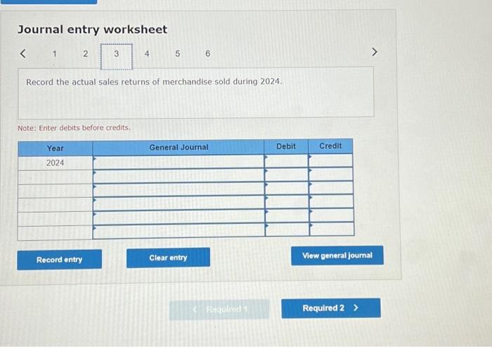 worksheet 56 Record the cost of merchandise returned for goods sold prior