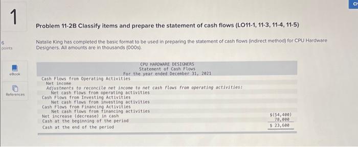  Problem 11-2B Classify items and prepare the statement of cash flows