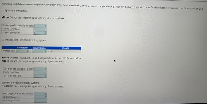 show the following data for purchases and sales of units. The actual