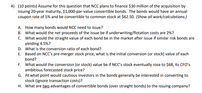 answer using excel functions when applicable 4) (10 points) Assume for this
