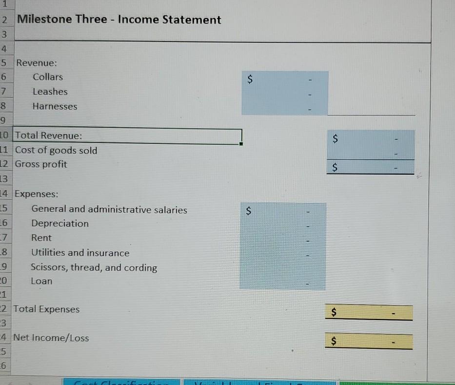 square feet each). You have taken out a loan for start-up costs,