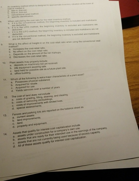  7 An inventory method which is designed to approximale inventory valuation