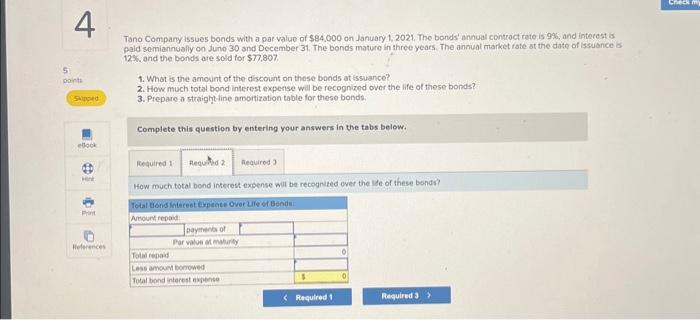 whth a por value of $4,000 on January 1,2021 . The bonds'
