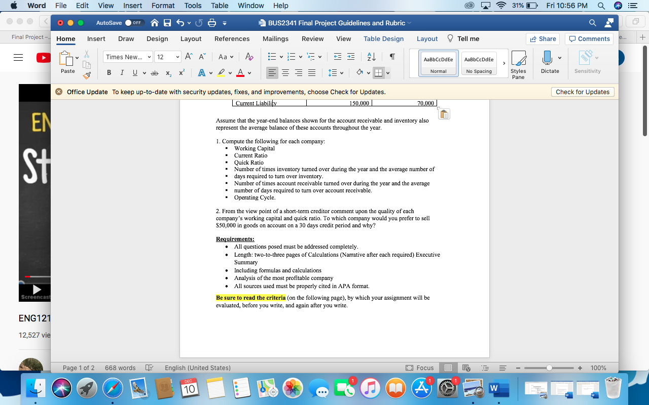  Word File Edit View Insert Format Tools Table Window Help 31%O
