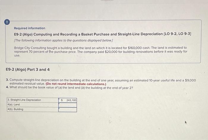 and Straight-Line Depreciation (LO 9-2, LO 9-3) (The following information applies to