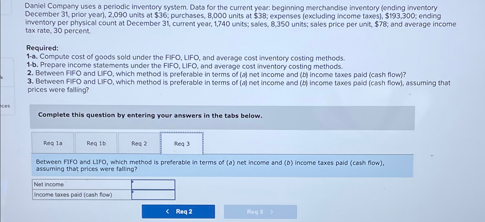  Daniel Company uses a periodic inventory system. Data for the current