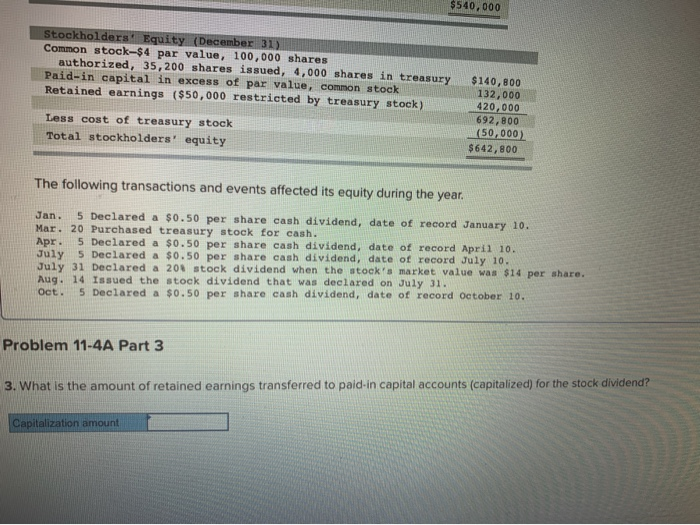 (January 1) and end of the year (December 31) follow. Stockholders' Equity