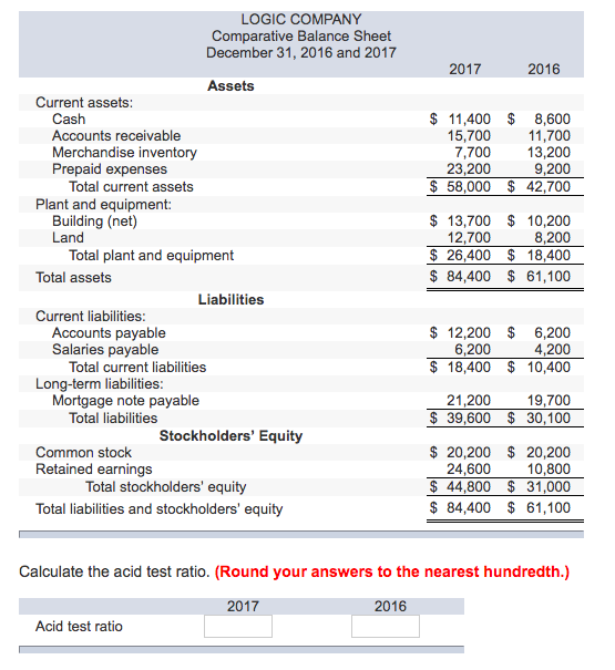 Income Statement For Years Ended December 31, 2016 and 2017 2017 2016