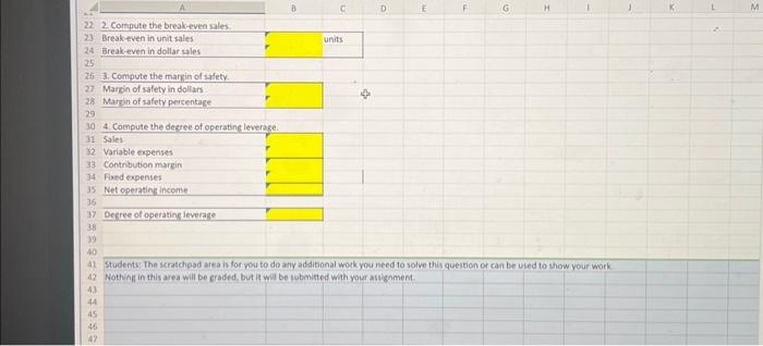 shows the related CVP Analysis computations. Here are some tips for using
