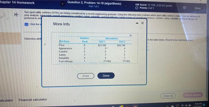 engineolog graduate. Uning the folowing data evahuate which spert utity vehicle is