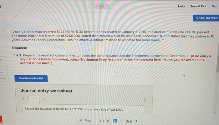  Saved Help Save & Exit Subn Check my work Grocery Corporation