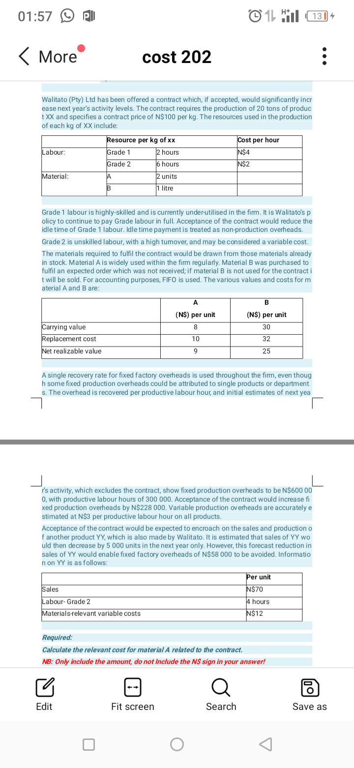 01:57 9 cost 202 More OIL Walitato (Pty) Ltd has been offered