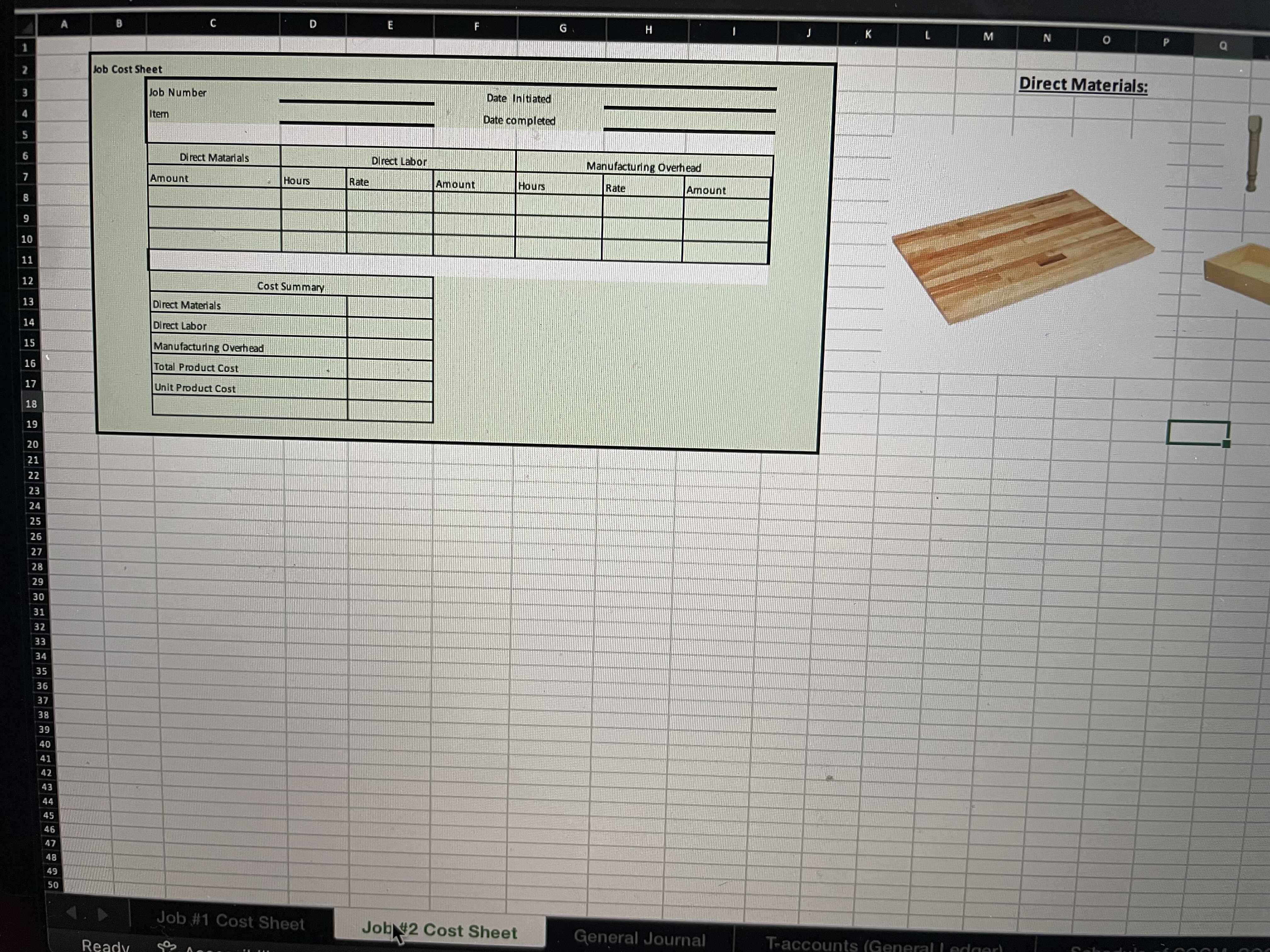 first month of operations. The company designs and manufactures specialty tables. Each