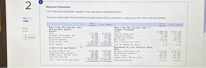not round intermediate calculations. Complete this question by entering your answers in