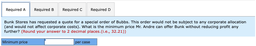would not affect corporate costs). What is the minimum price Mr. Andre