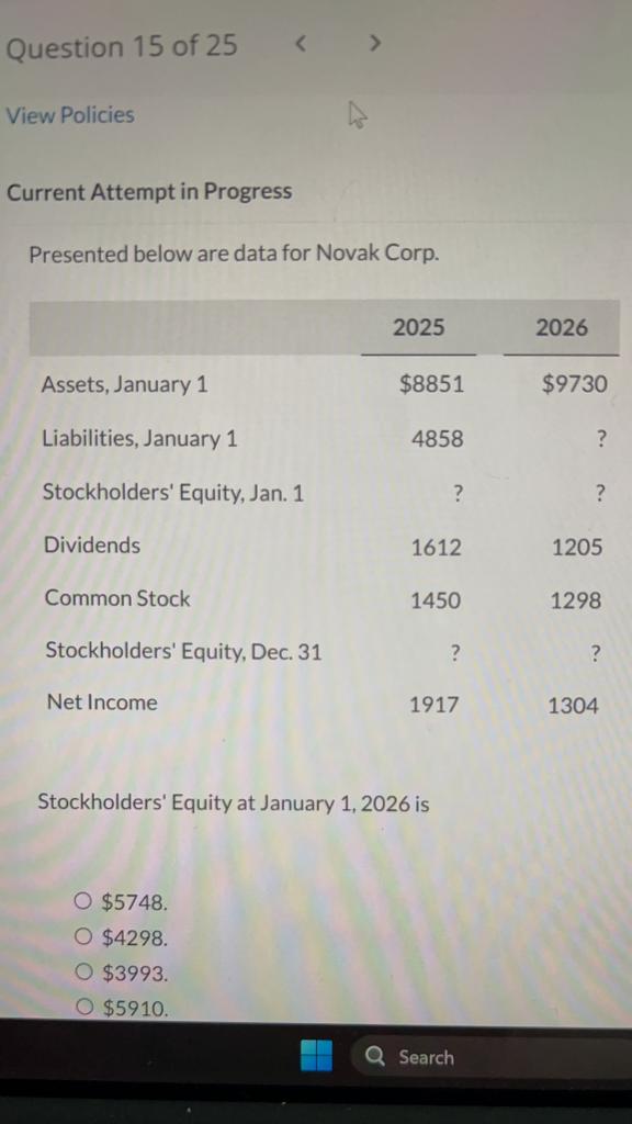 Current Attempt in Progress Presented below are data for Novak Corp.