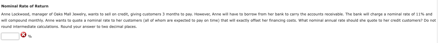  Anne Lockwood, manager of Oaks Mall Jewelry, wants to sell on