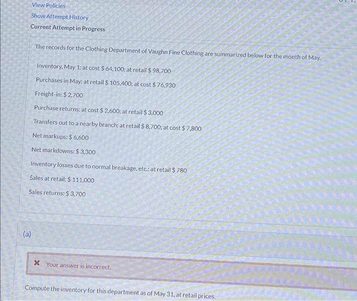  View Policies Show Attempt History Current Attempt in Progress The records