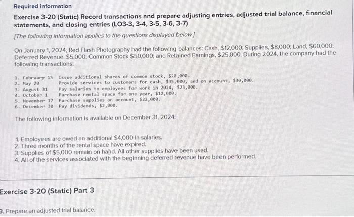 balance, financial statements, and closing entries (LO3-3, 3-4, 3-5, 3-6, 3-7) [The
