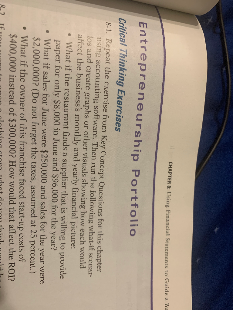 CHAPTER 8: Using Financial Statements to Guide a Bu Entrepreneurship Portfolio