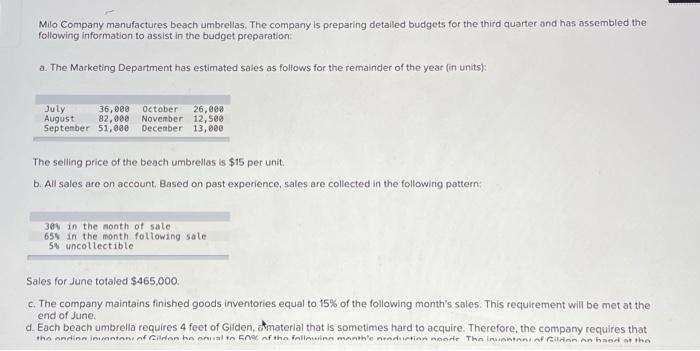 I need req 3, 4, 5, &6 please and thanks! Milo Company