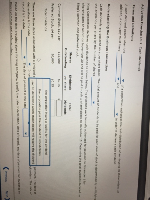 dividends are declared on a per share basis. The total amount of