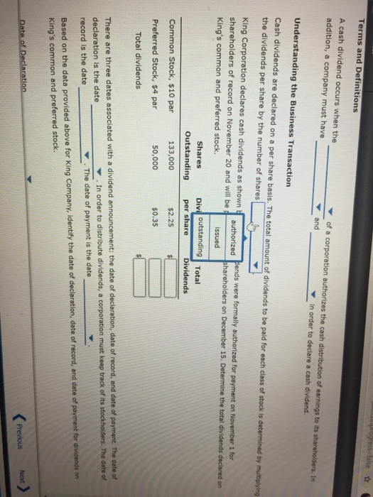 dividends to be paid for esch class of stock is determined by