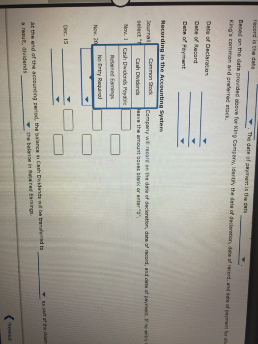 declares cash dividends as shown below. The dividends were formally authorized for