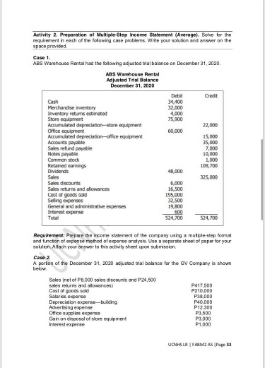 Please answer it (COMPLETELY) all of the activities. Answer it with