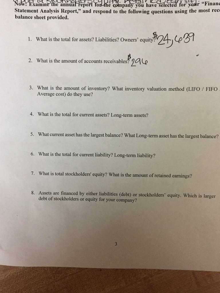by the balance sheet. 2. Identify asset, liability, and stockholders' equity accounts
