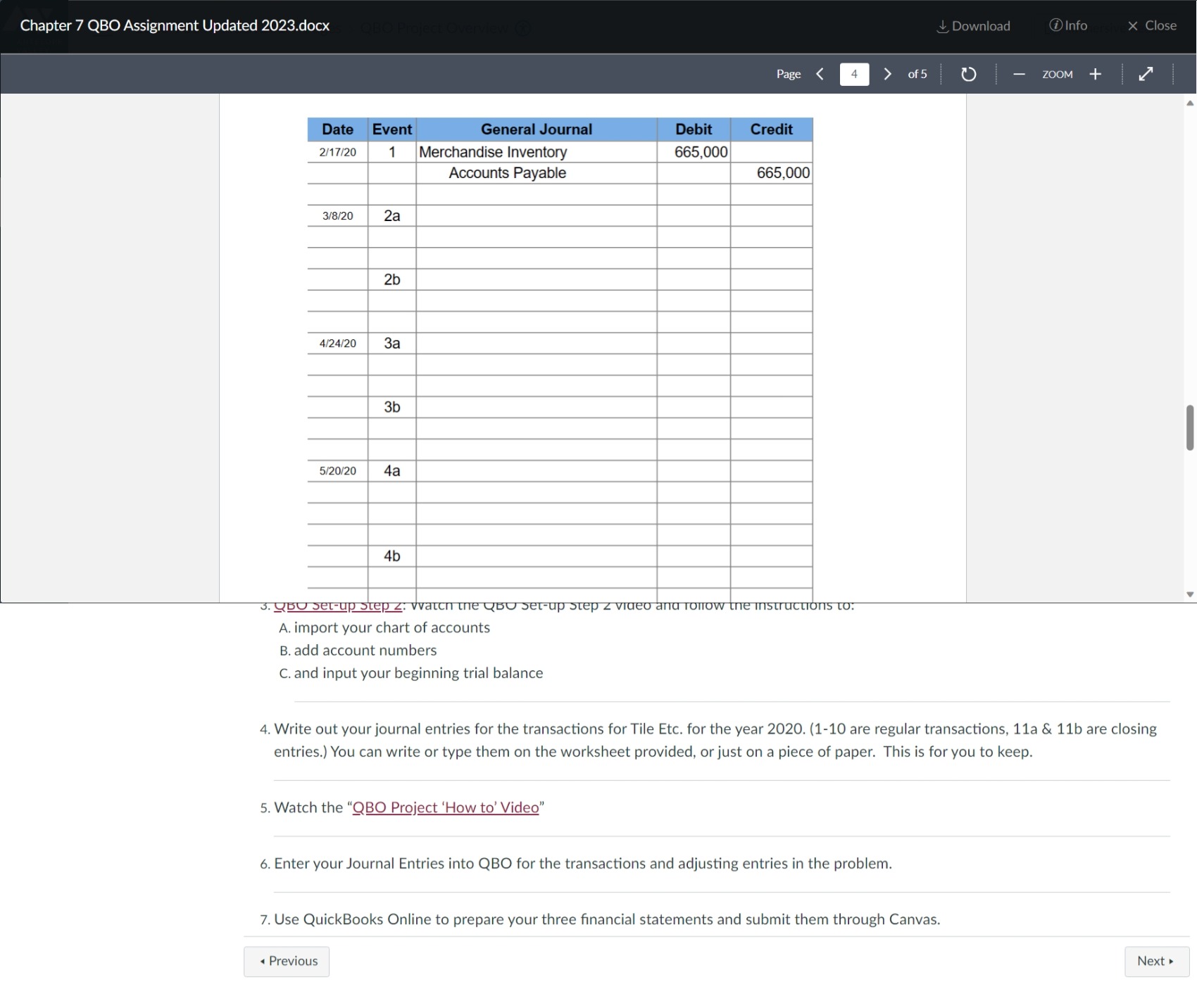 was prepared for Tile, Etc., Inc., on December 31, 2019, after the
