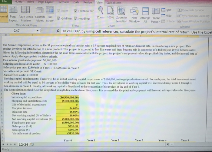  Home Insert Page Layout Formulas Data Review File View QuickBooks Split