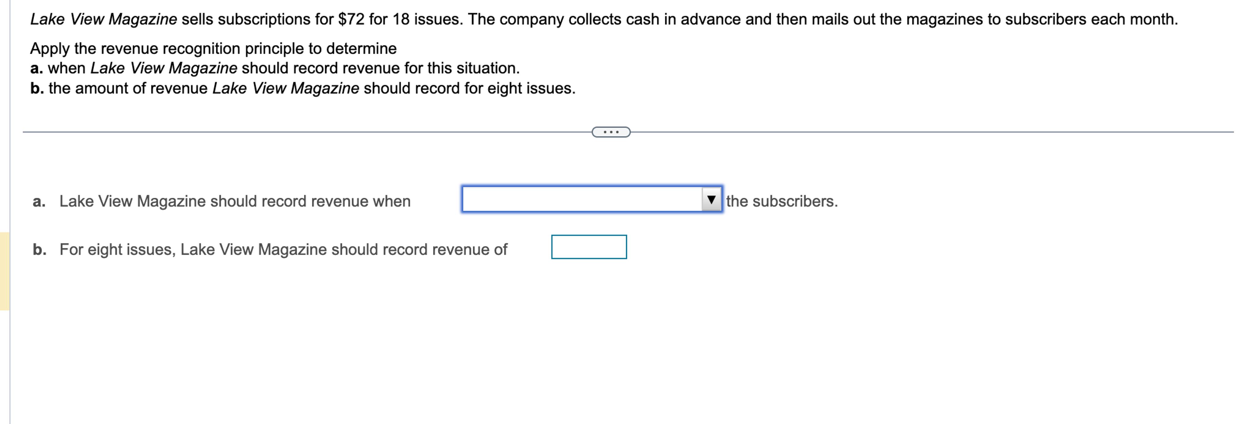  Lake View Magazine sells subscriptions for $72 for 18 issues. The