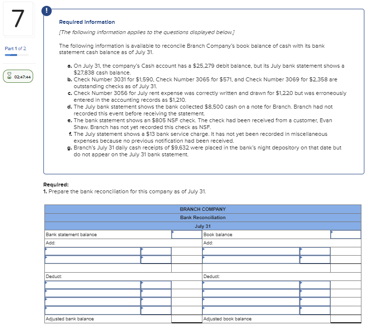 PLEASE ANSWER CLEARLY THANKS :)7 Requlred Information [The following information applies to