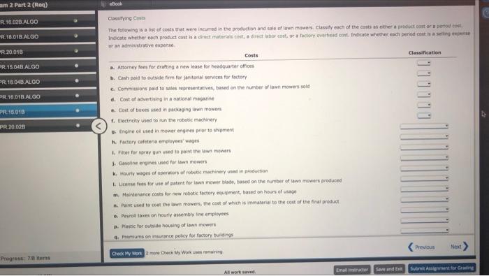  m 2 Part 2 (Red) Bock Casting Costs R 16.028. ALGO