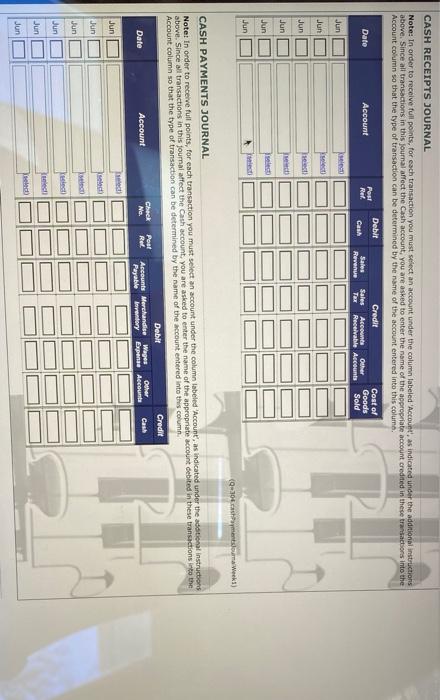 of June into the company's journals and post the appropriate entries to