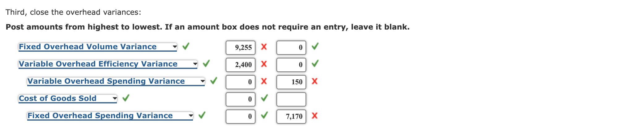 $3.00) 0.45 Variable overhead (0.15 hr. @ $1.70) 0.26 Standard cost per