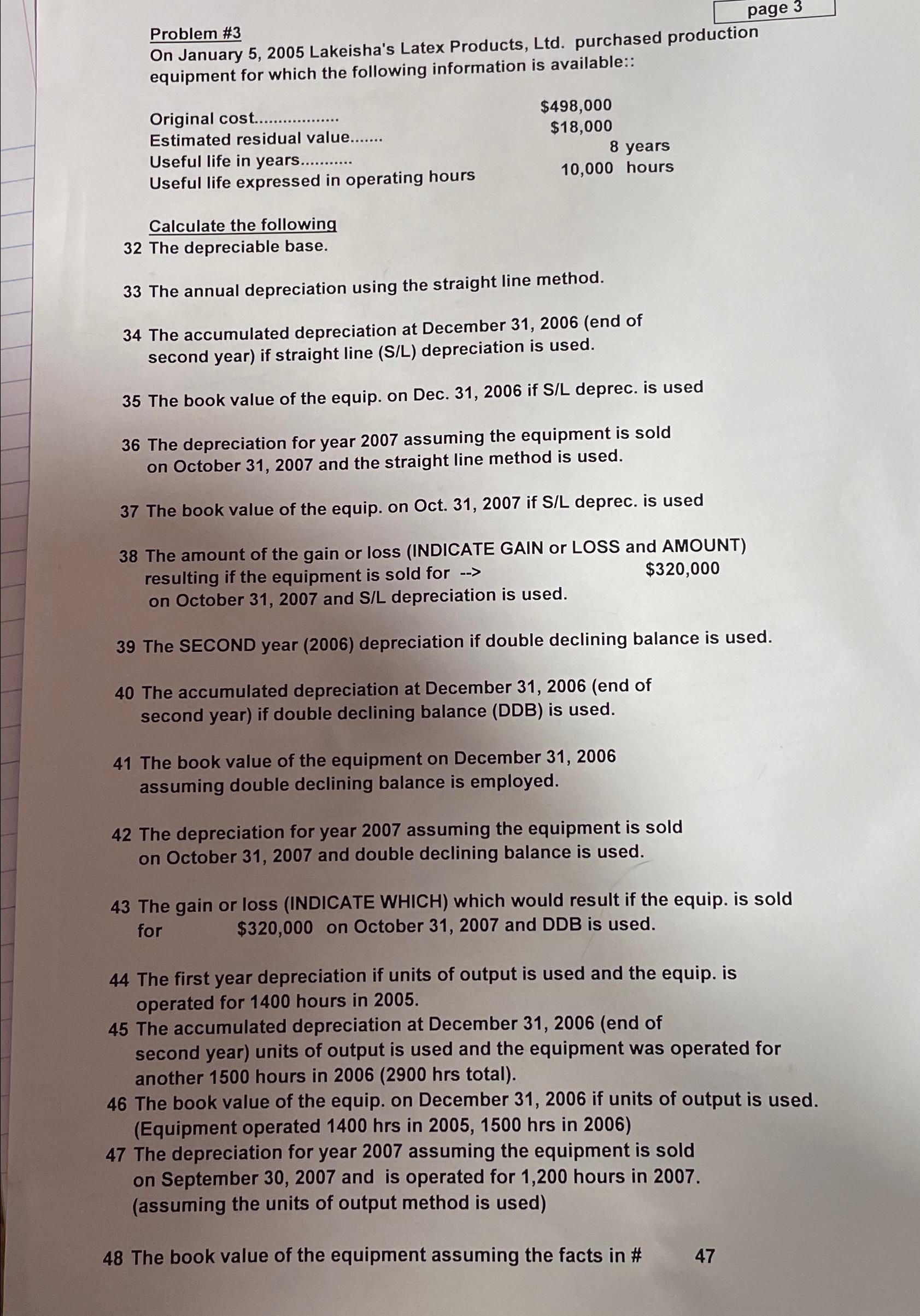  Problem #3 page 3 On January 5,2005 Lakeisha's Latex Products, Ltd.