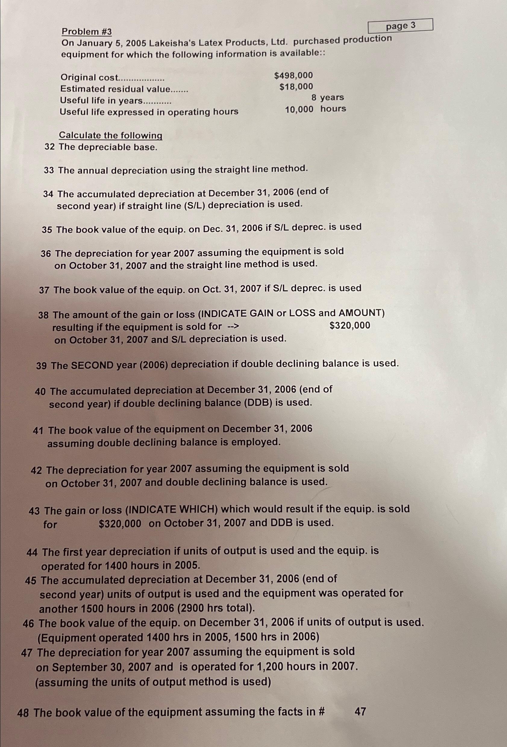  Problem #3 page 3 On January 5,2005 Lakeisha's Latex Products, Ltd.