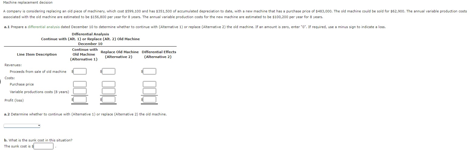  Machine replacement decision associated with the old machine are estimated to