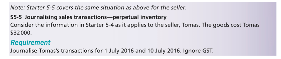  Note: Starter 5-5 covers the same situation as above for the