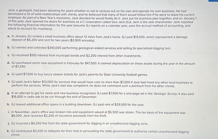  Jack, a geologist, had been debating for years whether or not