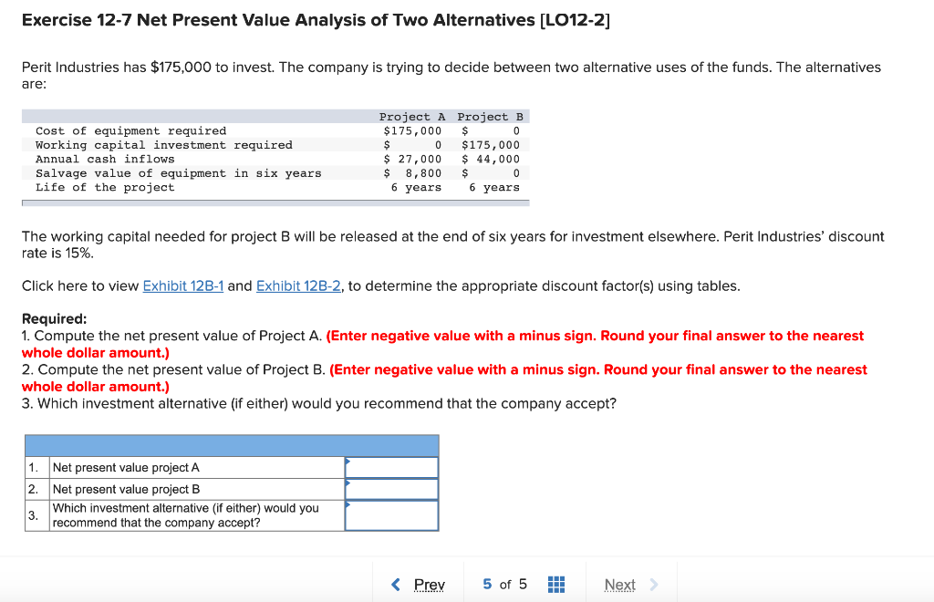 12-5 Preference Ranking [LO12-5] Information on four investment proposals is given below: