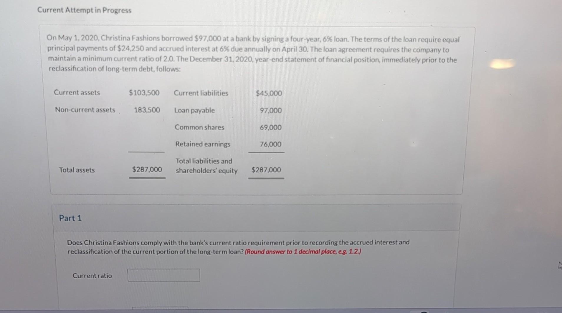 Kindly solve this please Current Attempt in Progress On May 1,