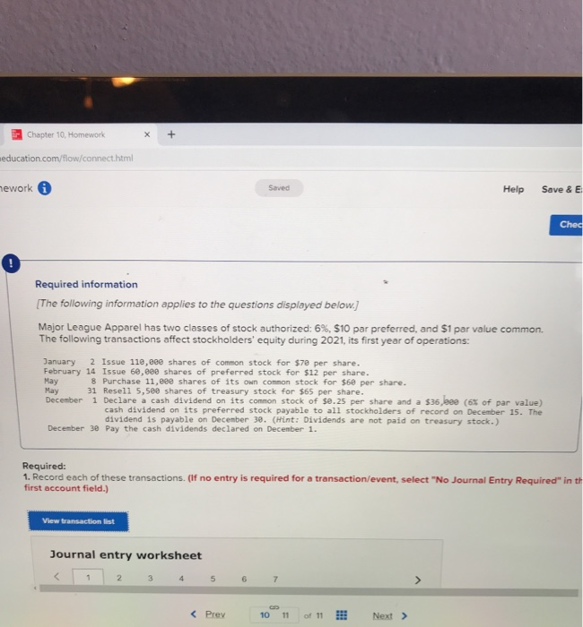  Chapter 10, Homework X + education.com/flow/connect.html nework Saved Help Save &