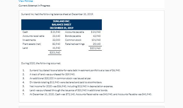 View Policies Current Attempt in Progress Sunland Inc. had the following