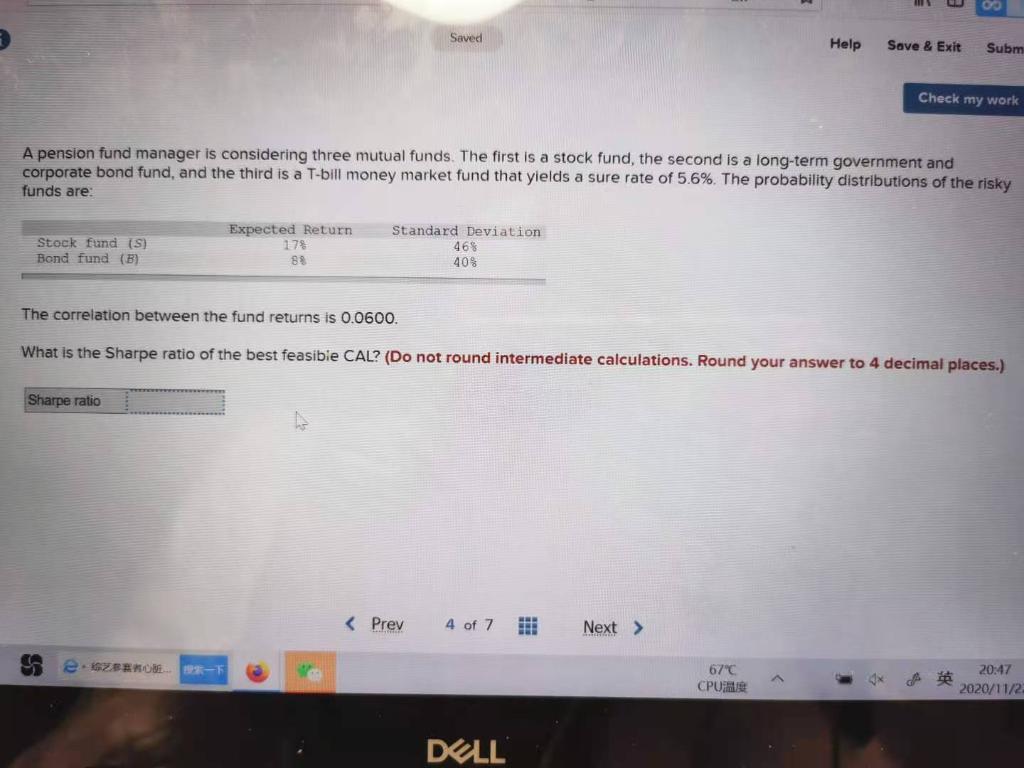  Saved Help Save & Exit Subm Check my work A pension