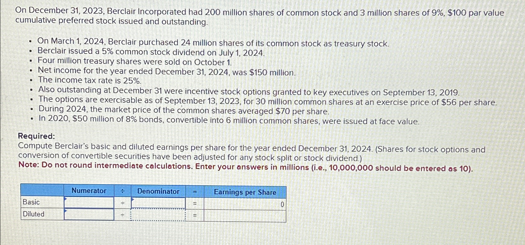  On December 31,2023, Berclair Incorporated had 200 million shares of common