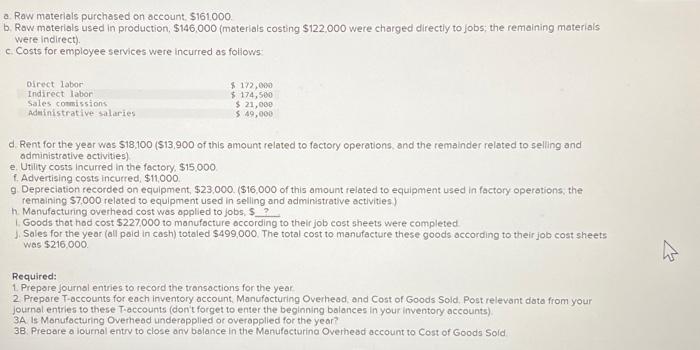 balance in the Manufacturing Overhead account to Cost of Goods Sold. Note:
