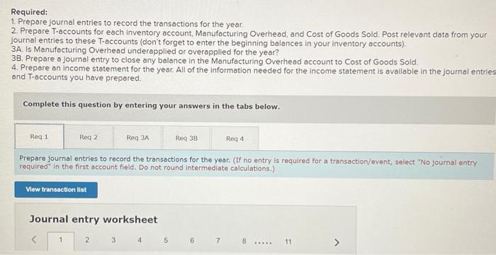 Enter debits before credits. Prepare an income statement for the year. (All